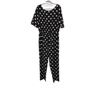 Corey Lynn Calter Anthropologie Black and White Polka Dot Jumpsuit sz L